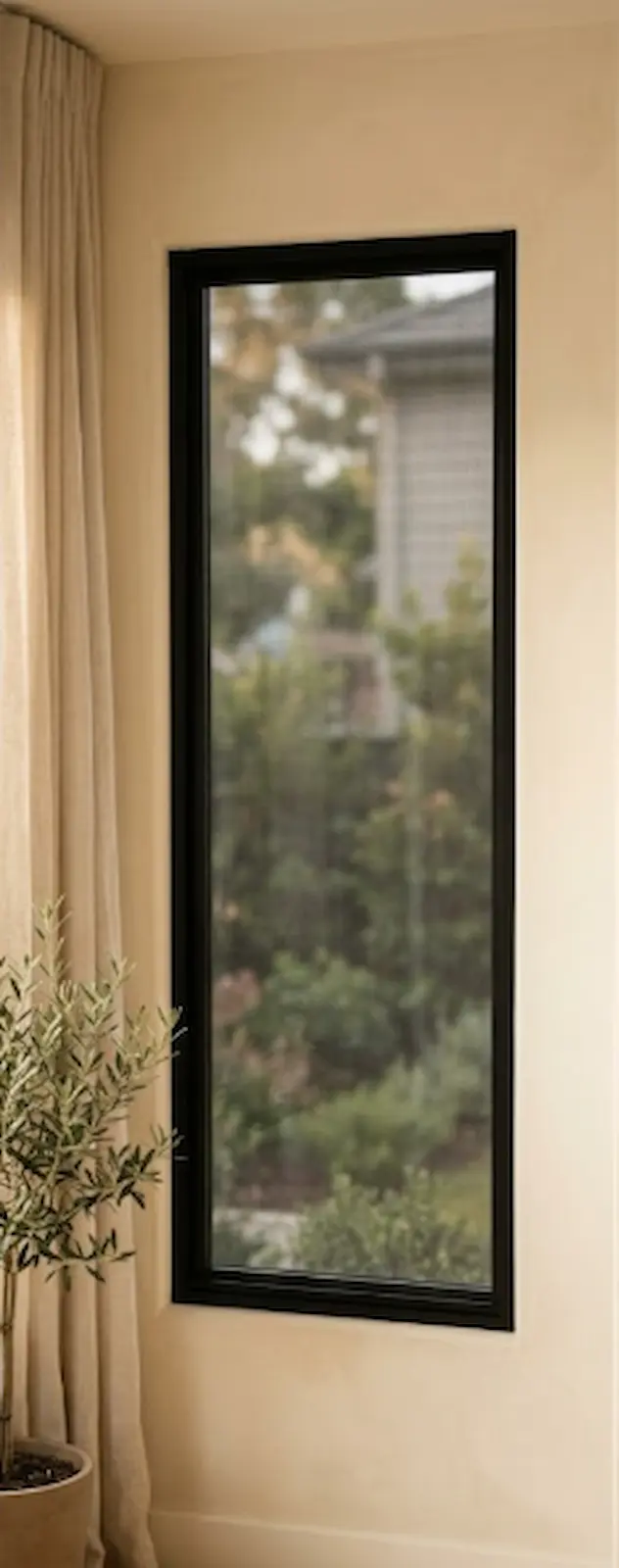 Window with a shade screen installed — sun blocked before reaching the glass